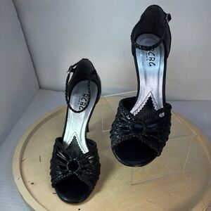 BCBG Open Toe Leather Heels Size 8.5